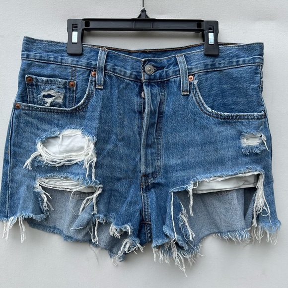 LEVI'S 501 Denim Cutoff Shorts 29 Jean cut off Levi’s destroy distressed - Picture 2 of 6